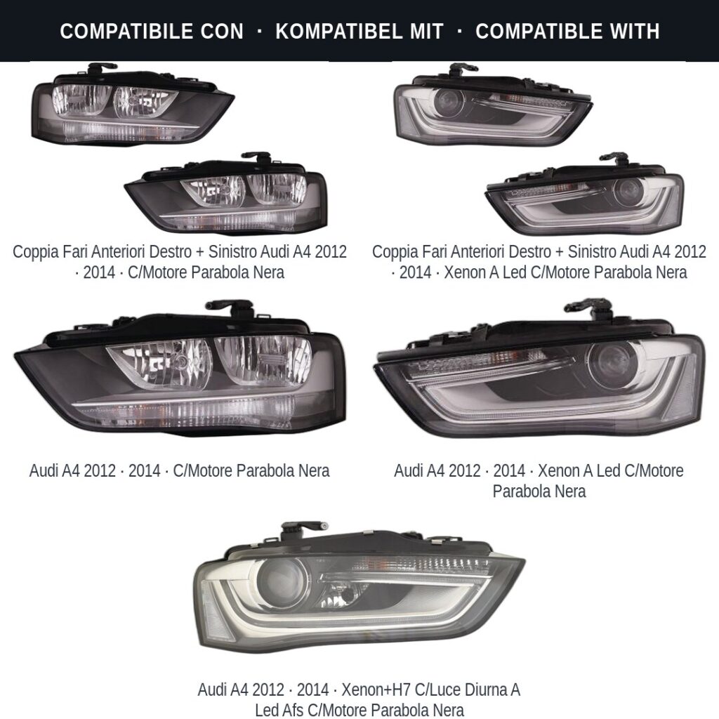 Fari compatibili con Kit Staffe Supporti Faro Anteriore Sinistro Audi A4 2012-2015 – 2 Pezzi