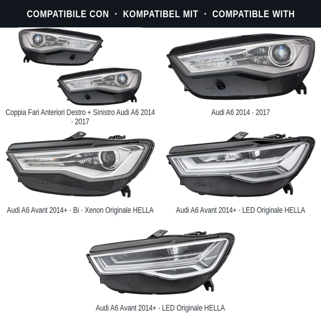 Scheinwerfer compatibili con Kit Staffe Supporti Faro Vorne Sinistro Audi A6 2011-2018 – 3 Pezzi