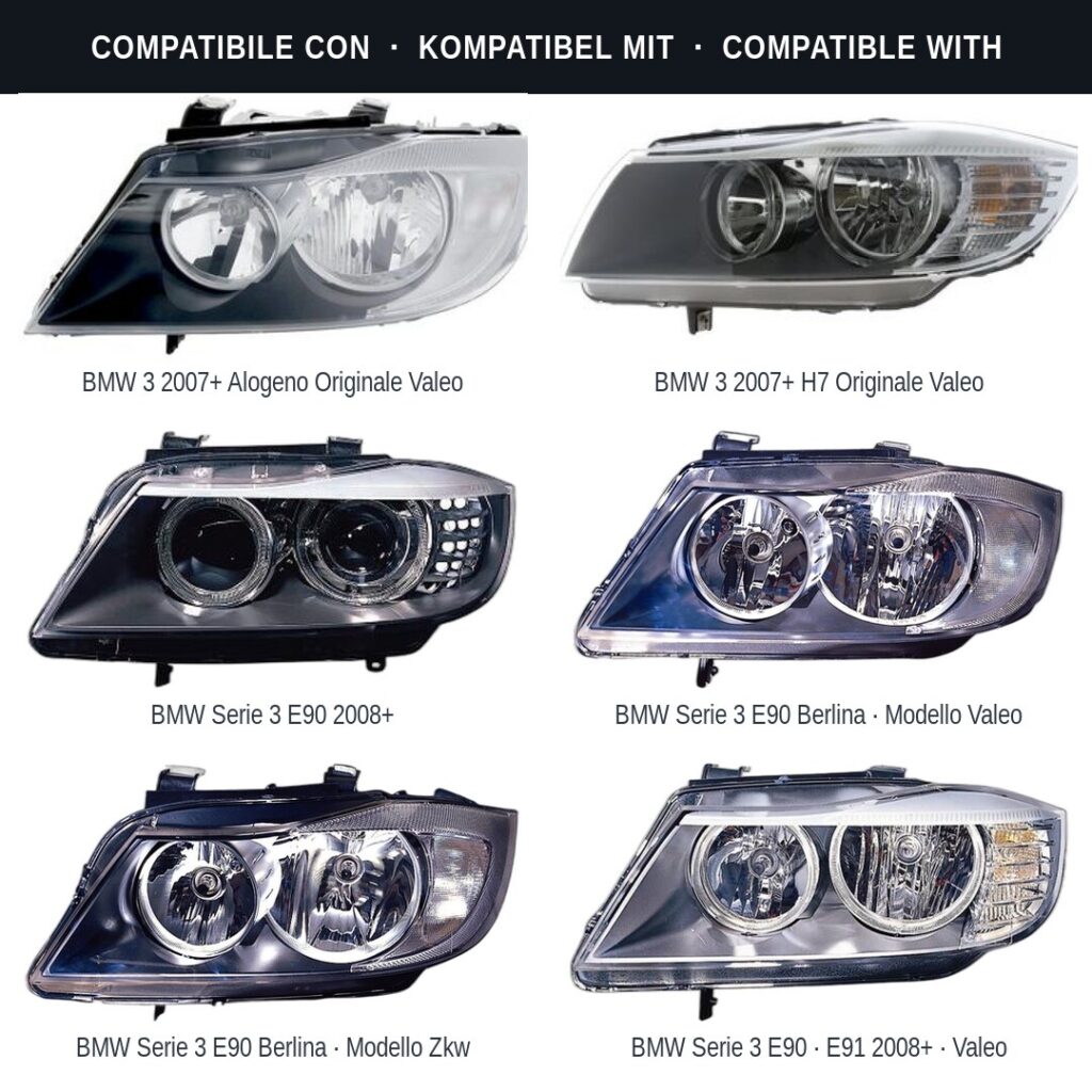 Fari compatibili con Kit Staffe Supporti Faro Anteriore Sinistro BMW Serie 3 E90/91 2005-2011 – 3 Pezzi