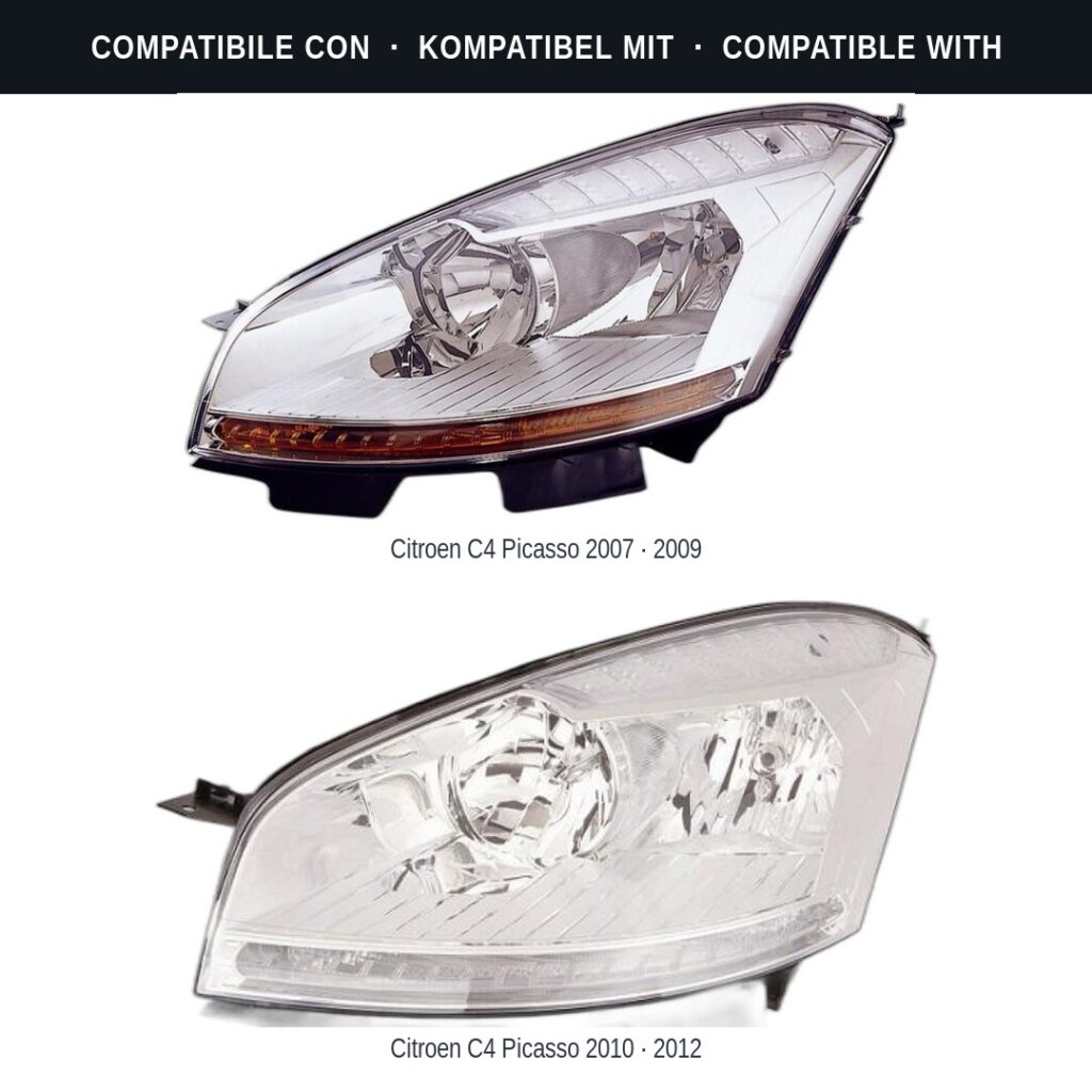 Fari compatibili con Kit Staffe Supporti Faro Anteriore Sinistro Citroen C4 Grand Picasso 2006-2013 – 2 Pezzi