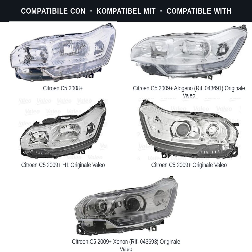 Scheinwerfer compatibili con Kit Staffe Supporti Faro Vorne Sinistro Citroen C5 2008-2010 – 4 Pezzi