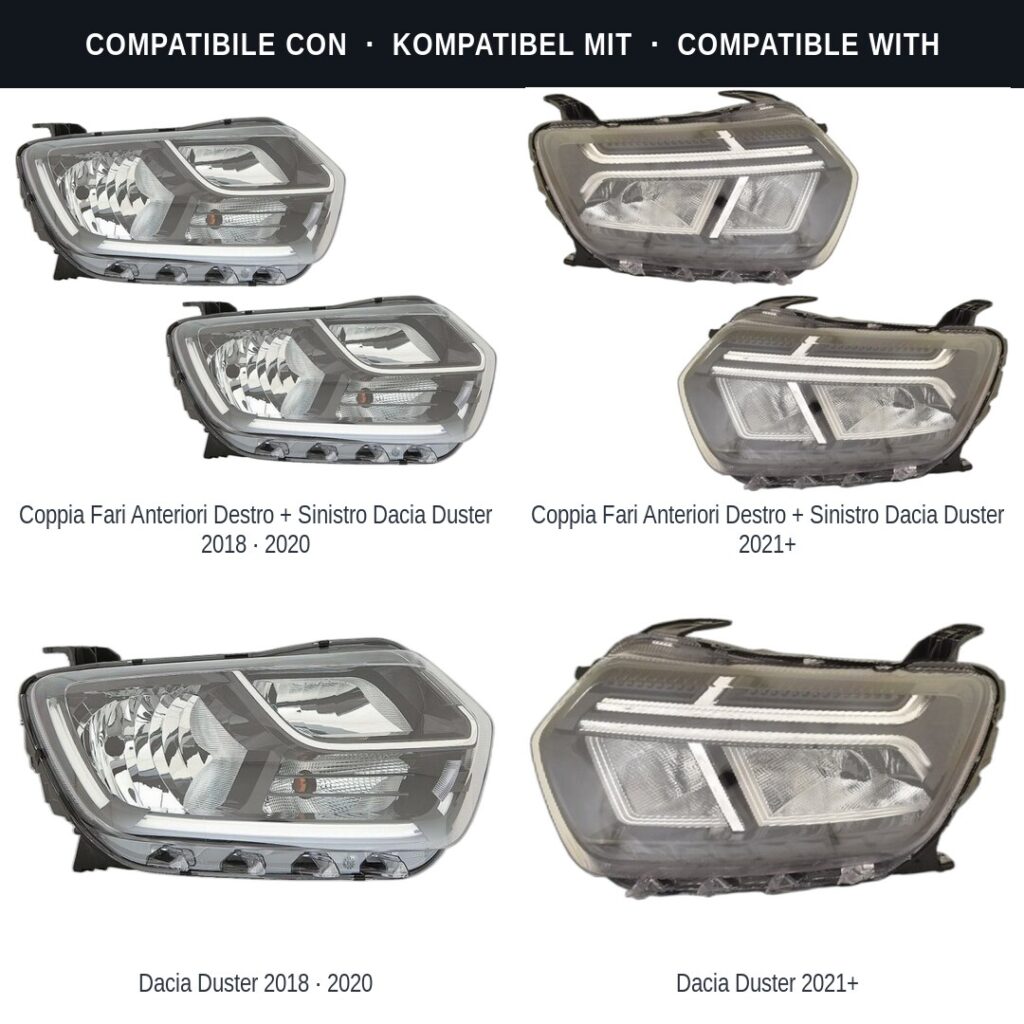 Fari compatibili con Kit Staffe Supporti Faro Anteriore Sinistro Dacia Duster II 2018-2022 – 5 Pezzi