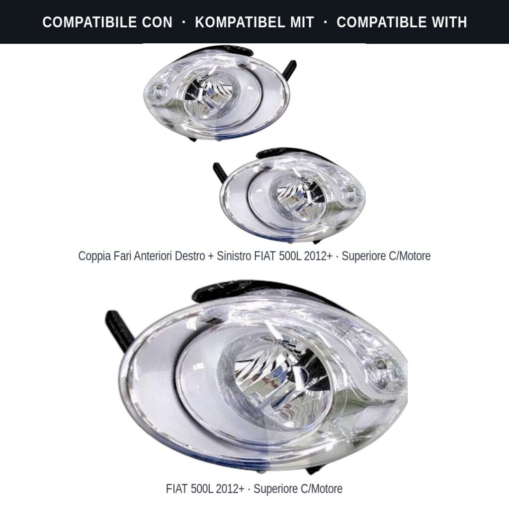 Fari compatibili con Kit Staffe Supporti Faro Anteriore Sinistro Fiat 500L 2012-2023 – 4 Pezzi