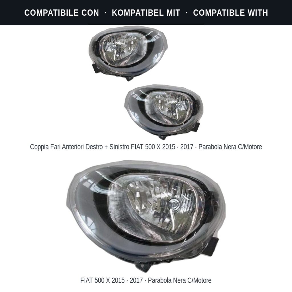 Scheinwerfer compatibili con Kit Staffe Supporti Faro Vorne Sinistro Fiat 500X 2014+ – 3 Pezzi