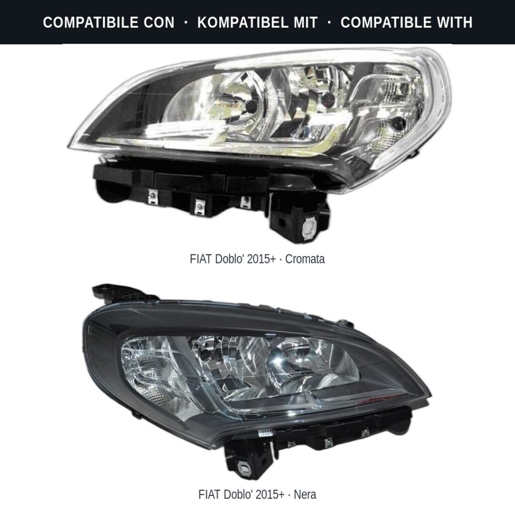 Fari compatibili con Kit Staffe Supporti Faro Anteriore Sinistro Fiat Doblo’ 2015-2022 – 3 Pezzi