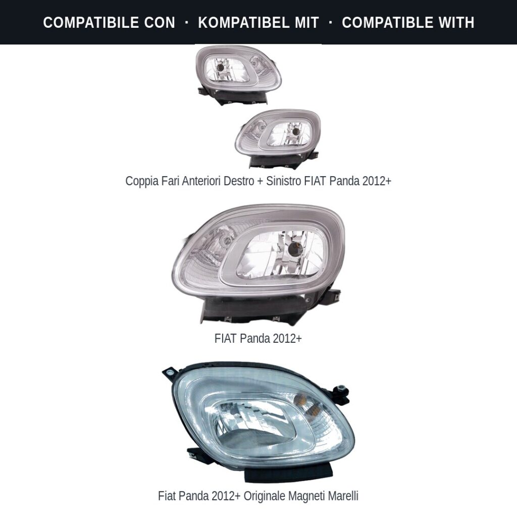 Fari compatibili con Kit Staffe Supporti Faro Anteriore Sinistro Fiat Panda 2012+ – 3 Pezzi