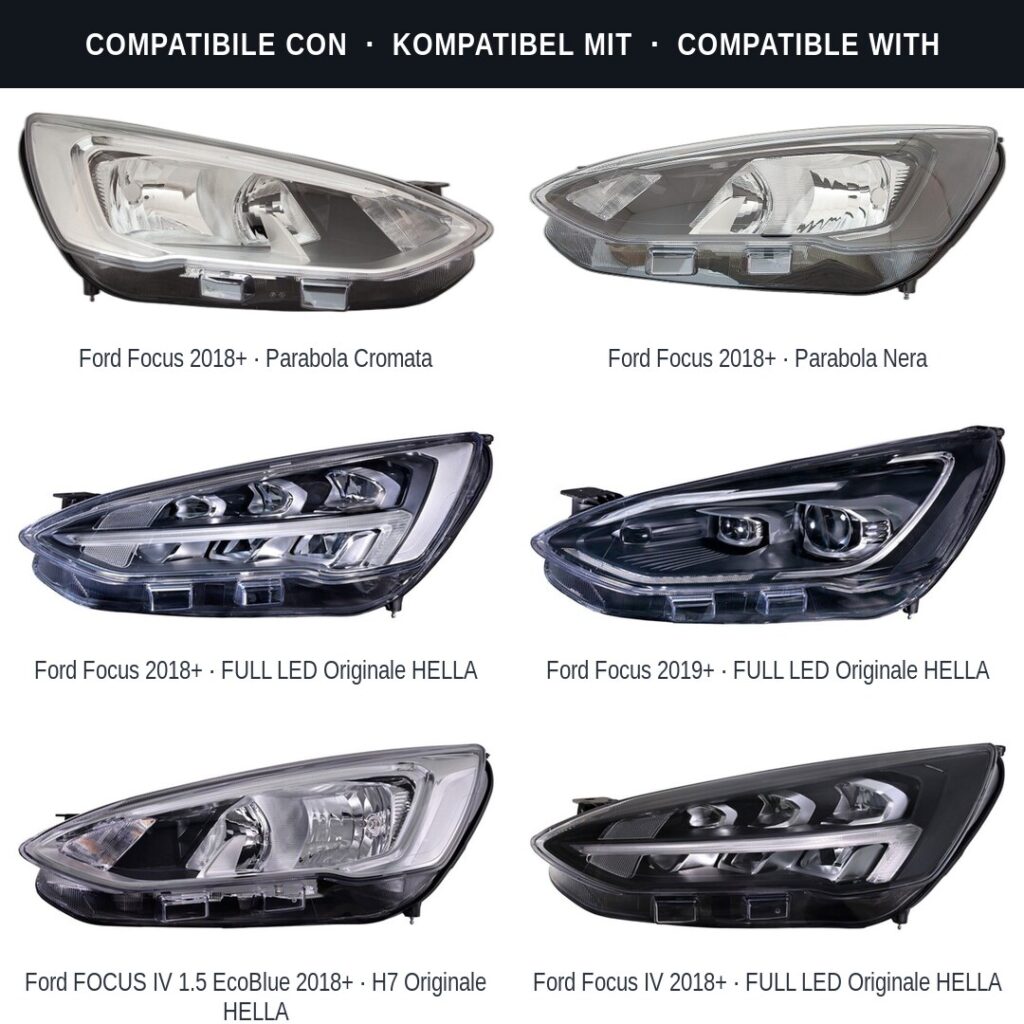Fari compatibili con Kit Staffe Supporti Faro Anteriore Sinistro Ford Focus 2018-2022 – 3 Pezzi