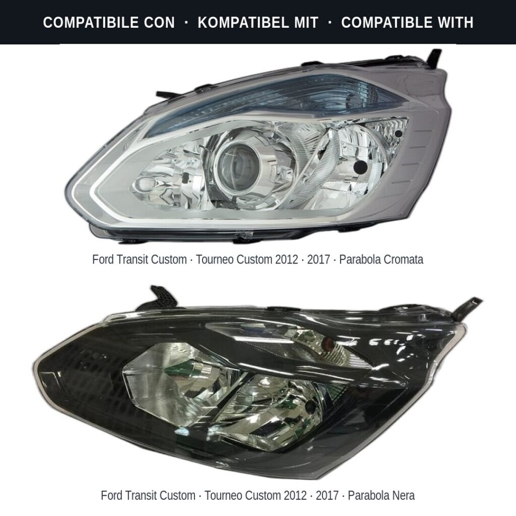 Fari compatibili con Kit Staffe Supporti Faro Anteriore Sinistro Ford Transit/Tourneo Custom 2012-2017 – 3 Pezzi