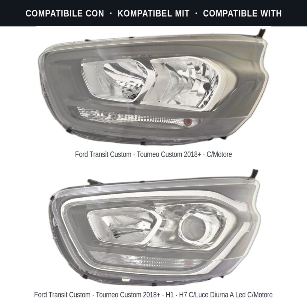 Fari compatibili con Kit Staffe Supporti Faro Anteriore Sinistro Ford Transit/Tourneo Custom 2018+ – 2 Pezzi