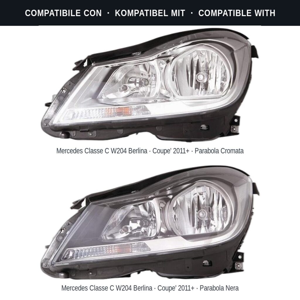 Fari compatibili con Kit Staffe Supporti Faro Anteriore Sinistro Mercedes Classe C W/S204 2011-2014 – 3 Pezzi