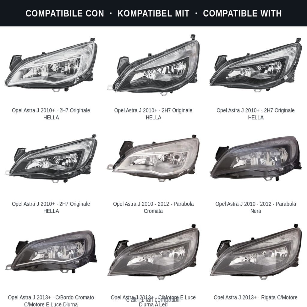 Fari compatibili con Kit Staffe Supporti Faro Anteriore Sinistro Opel Astra J 2010-2015 – 5 Pezzi
