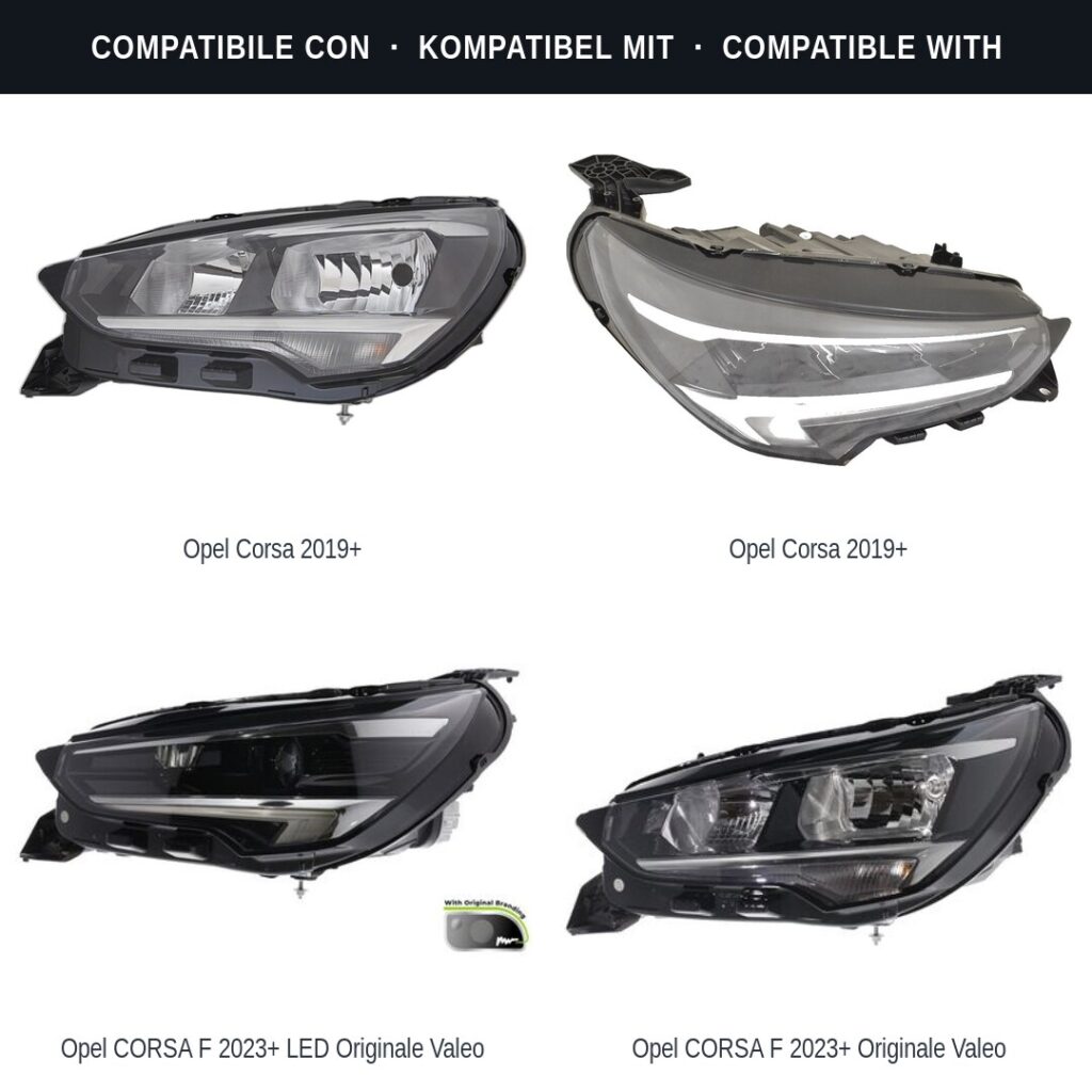 Fari compatibili con Kit Staffe Supporti Faro Anteriore Sinistro Opel Corsa F 2019-2023 – 3 Pezzi