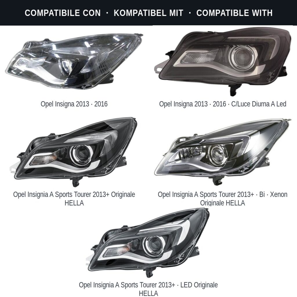 Fari compatibili con Kit Staffe Supporti Faro Anteriore Sinistro Opel Insignia A 2013-2017 – 4 Pezzi