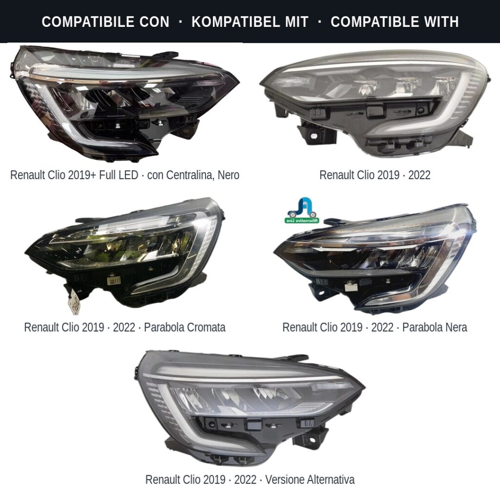 Fari compatibili con Kit Staffe Supporti Faro Anteriore Sinistro Renault Clio V 2019-2023 – 5 Pezzi