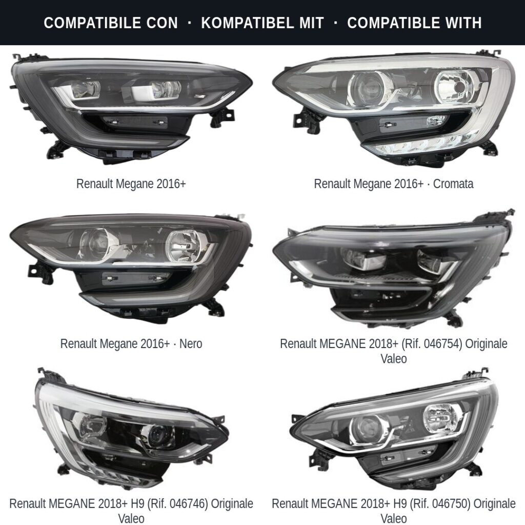 Scheinwerfer compatibili con Kit Staffe Supporti Faro Vorne Sinistro Renault Megane IV 2015-2021 – 4 Pezzi
