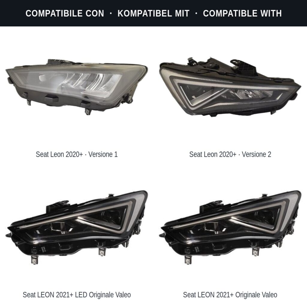 Fari compatibili con Kit Staffe Supporti Faro Anteriore Sinistro Seat Leon 2020+ – 6 Pezzi