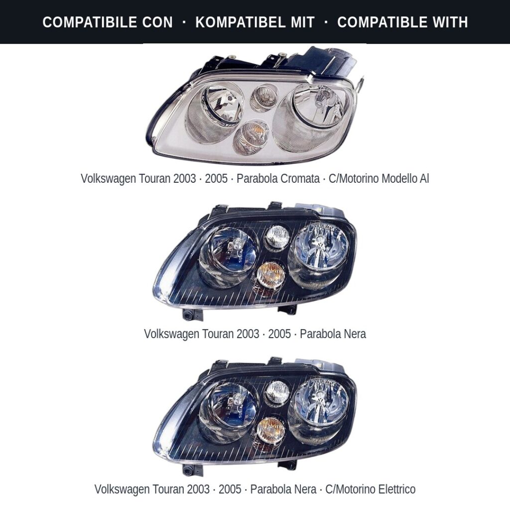 Fari compatibili con Kit Staffe Supporti Faro Anteriore Sinistro Volkswagen Caddy 2004-2010 – 4 Pezzi