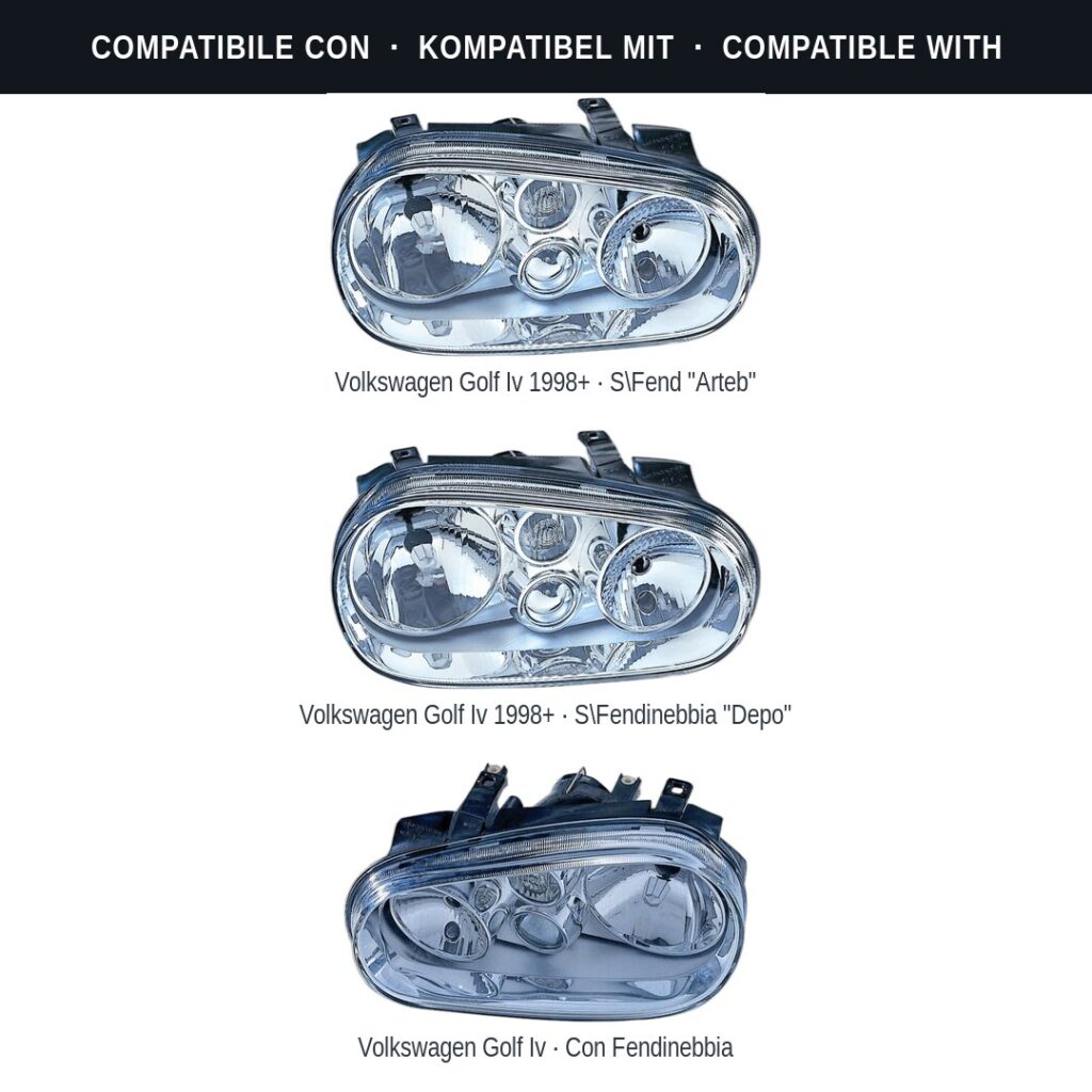Fari compatibili con Kit Staffe Supporti Faro Anteriore Sinistro Volkswagen Golf IV 1997-2003 – 2 Pezzi