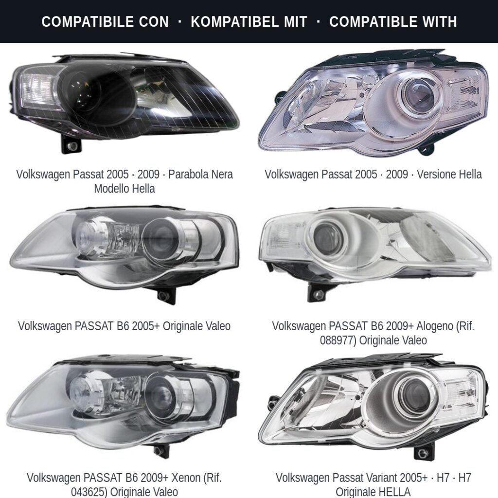 Scheinwerfer compatibili con Kit Staffe Supporti Faro Vorne Sinistro Volkswagen Passat B6 2005-2010 – 4 Pezzi