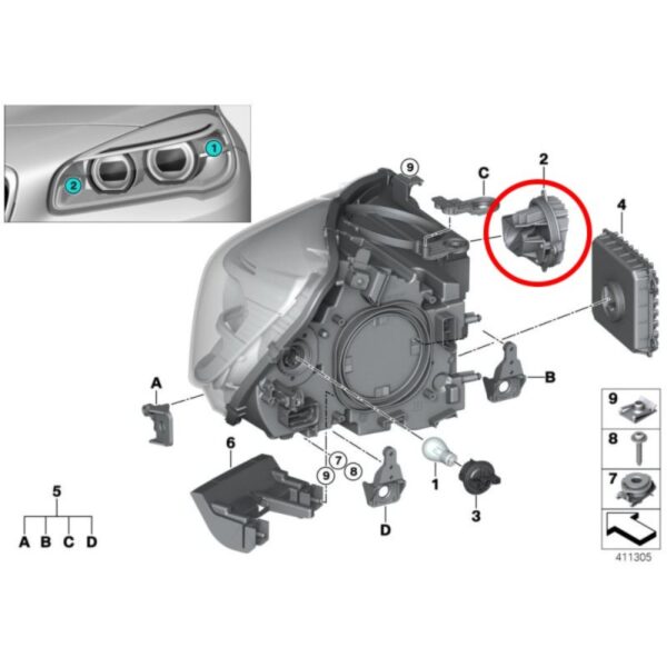 Modulo Controllo Faro Adattivo Sinistro – BMW Serie 2 F45 – 63117391399 – foto 3