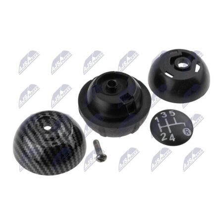 Pomello Leva Cambio Fiat 500 2007+ Nero Effetto Fibra di Carbonio Tappo Nero