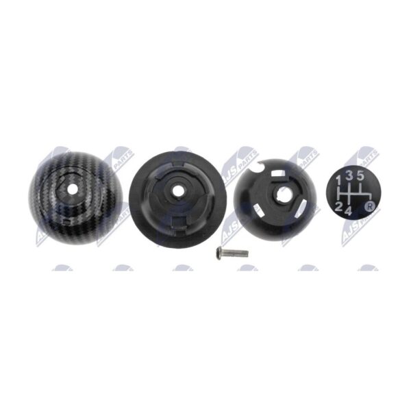 Pomello Leva Cambio Fiat 500 2007+ Nero Effetto Fibra di Carbonio Tappo Nero – foto 2