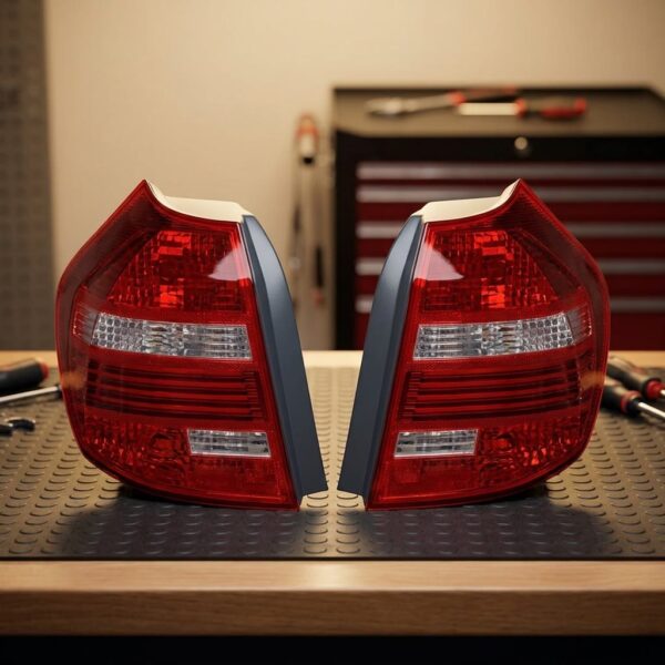 Coppia Fanali Posteriori Destro + Sinistro BMW Serie 1 2007+ – A Led Fondo Scuro sul banco officina