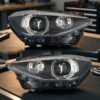 Coppia Fari Anteriori BMW Serie 1 F20 5 Porte - F21 3 Porte 2012 Parabola Nera Diurna LED con Motore sul banco officina