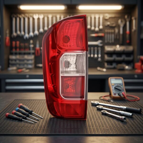 Fanale stop posteriore sinistro per Nissan Navara Pick-up Bianco Rosso 15> sul banco officina