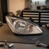 Faro Anteriore Destro Mitsubishi Lancer 2003-2007 - Parabola Cromata sul banco officina
