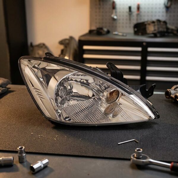 Faro Anteriore Destro Mitsubishi Lancer 2003-2007 - Parabola Cromata sul banco officina