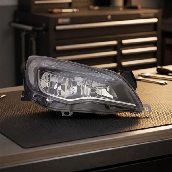 Faro Anteriore Destro Opel Astra J 2013+ – C/Bordo Cromato C/Motore E Luce Diurna sul banco officina