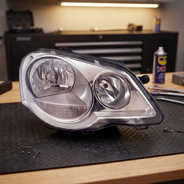 Faro Anteriore Destro Volkswagen Polo 2005-2008 - Parabola Cromata sul banco officina