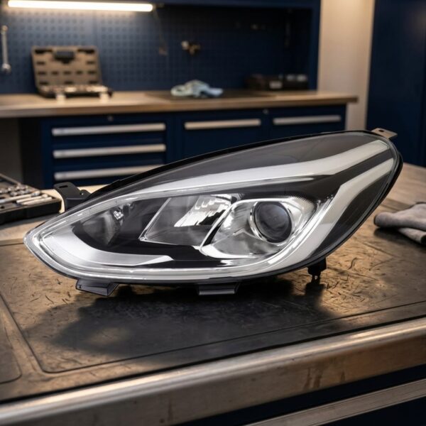 Faro Anteriore Sinistro Ford Fiesta 2017+ – C/Luce Diurna A Led C/Motore sul banco officina