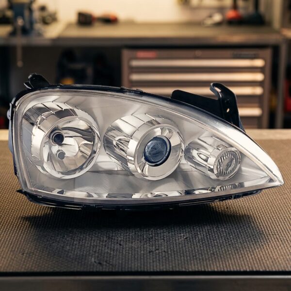 Faro fanale proiettore destro per Opel Corsa C 04>06 sul banco officina