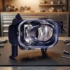 Faro fanalino fendinebbia destro per Opel Corsa D 7/06>08 sul banco officina