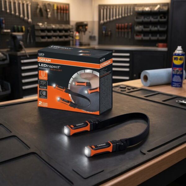Lampada da collo LED Osram LEDinspect WEARABLE NECKLIGHT ricaricabile - fino a 3 ore di luce sul banco officina