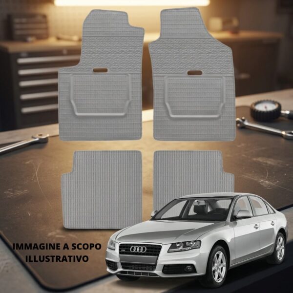 LUCEV Tappetini in Gomma per Audi A4 (07>), Grigio, con Fermi sul banco officina