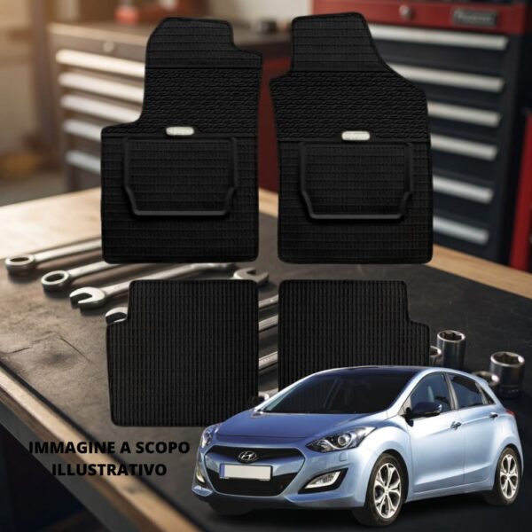 LUCEV Tappetini in Gomma per Hyundai i30 (12>), Nero, con Fermo sul banco officina