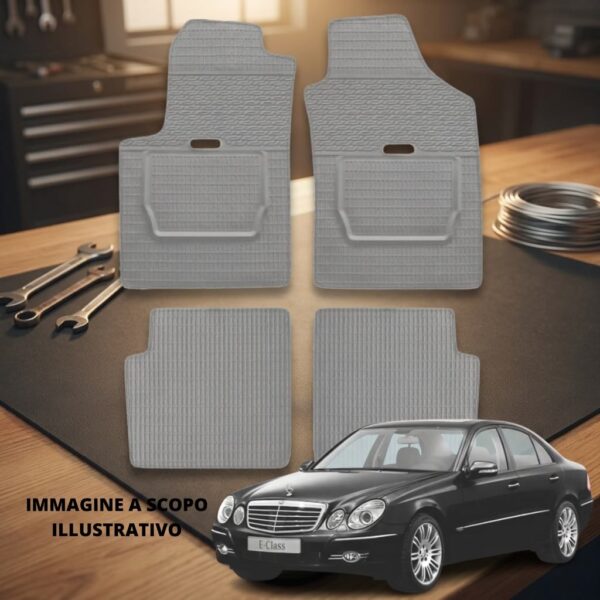 LUCEV Tappetini in Gomma per Mercedes Classe E W211 (06>09), Grigio, con Fermi sul banco officina