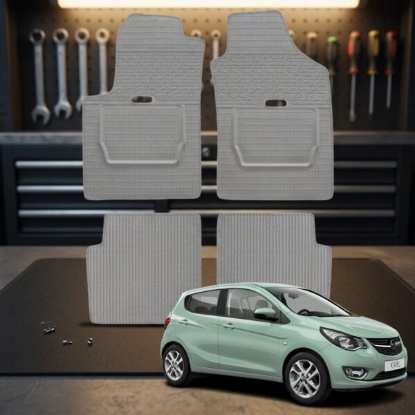 LUCEV Tappetini in Gomma per Opel Karl (15>), Grigio, con Fermi sul banco officina