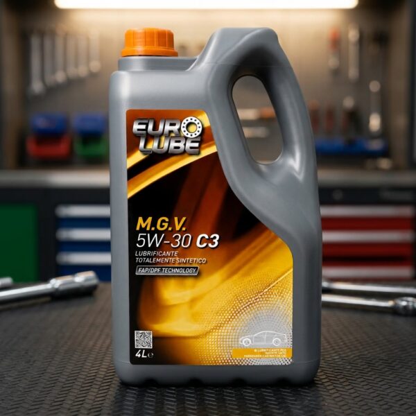Olio Motore M.G.V. 5W-30 C3 Sintetico 4L FAP/DPF - VW 504.00/507.00, BMW LL-04, Mercedes 229.52 sul banco officina