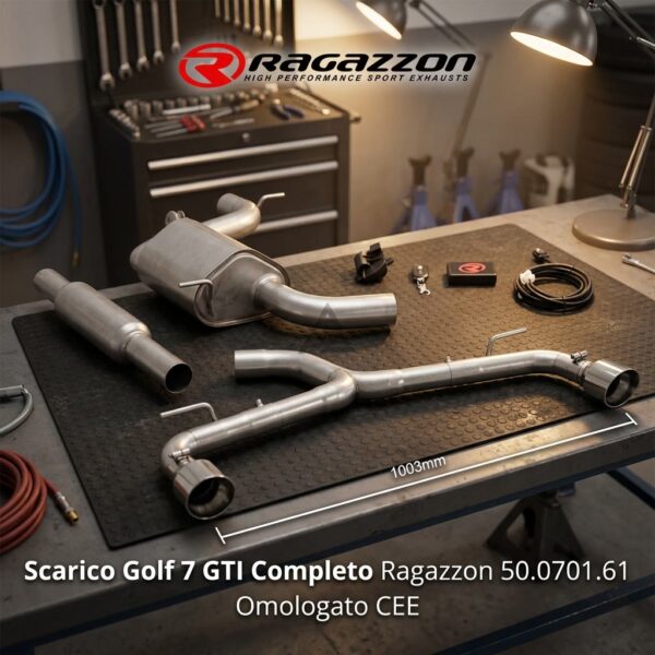 Scarico Golf 7 GTI Completo Ragazzon 50.0701.61 sul banco officina