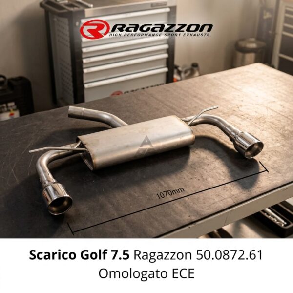 Scarico Golf 7.5 Doppia Uscita Ragazzon 50.0872.61 sul banco officina