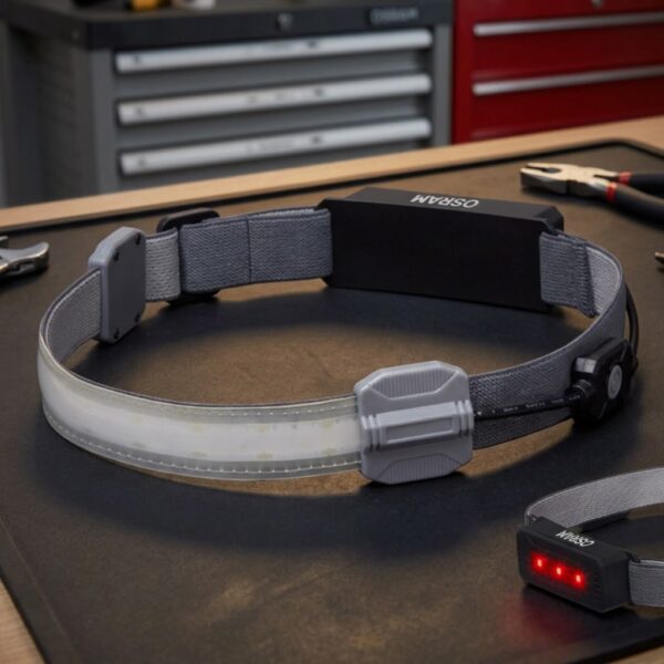 Torcia frontale LED Osram LEDinspect FLEXIBLE HEAD TORCH 115 lumen - pesa solo 62grammi sul banco officina
