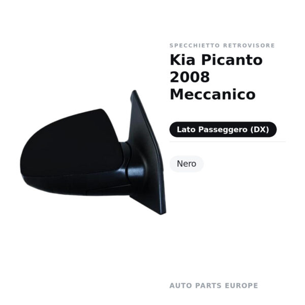 Specchietto Retrovisore Destro Kia Picanto 2008 Meccanico – Nero – foto 2