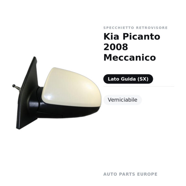 Specchietto Retrovisore Sinistro Kia Picanto 2008 Meccanico – Verniciabile – foto 2