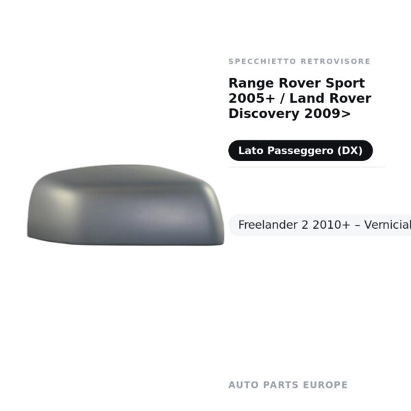 Calotta Specchietto Retrovisore Destro Range Rover Sport 2005+ / Land Rover Discovery 2009>- Freelander 2 2010+