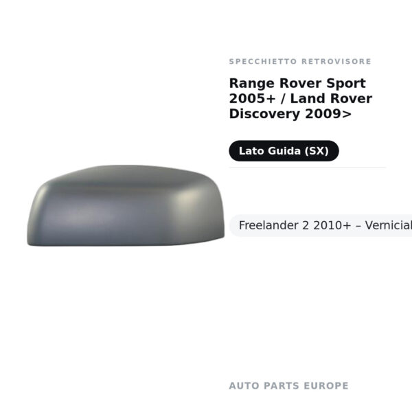 Calotta Specchietto Retrovisore Sinistro Range Rover Sport 2005+ / Land Rover Discovery 2009>- Freelander 2 2010+