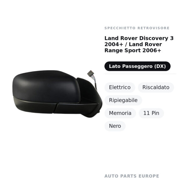 Außenspiegel Rechts Land Rover Discovery 3 2004+ / Land Rover Range Sport 2006+ – Elektrisch, Beheizt, Klappbar, Memory, 11